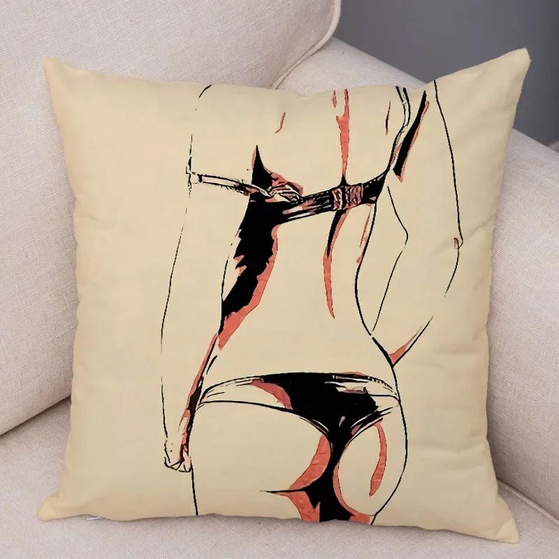Home Decor Living Room Cartoon Sexy Lady Pillowcase Decoration Pretty Girl Ass Cushion Cover Sofa Car