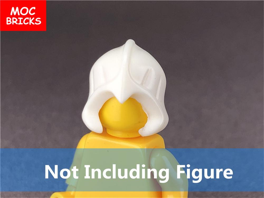 12 uds./lote Bloques MOC Casco Blanco Capa Barba Modelo 4cm Parte del Cuerpo de Figura Bloques de Construcción Educativos Pequeños Juguetes para Niños