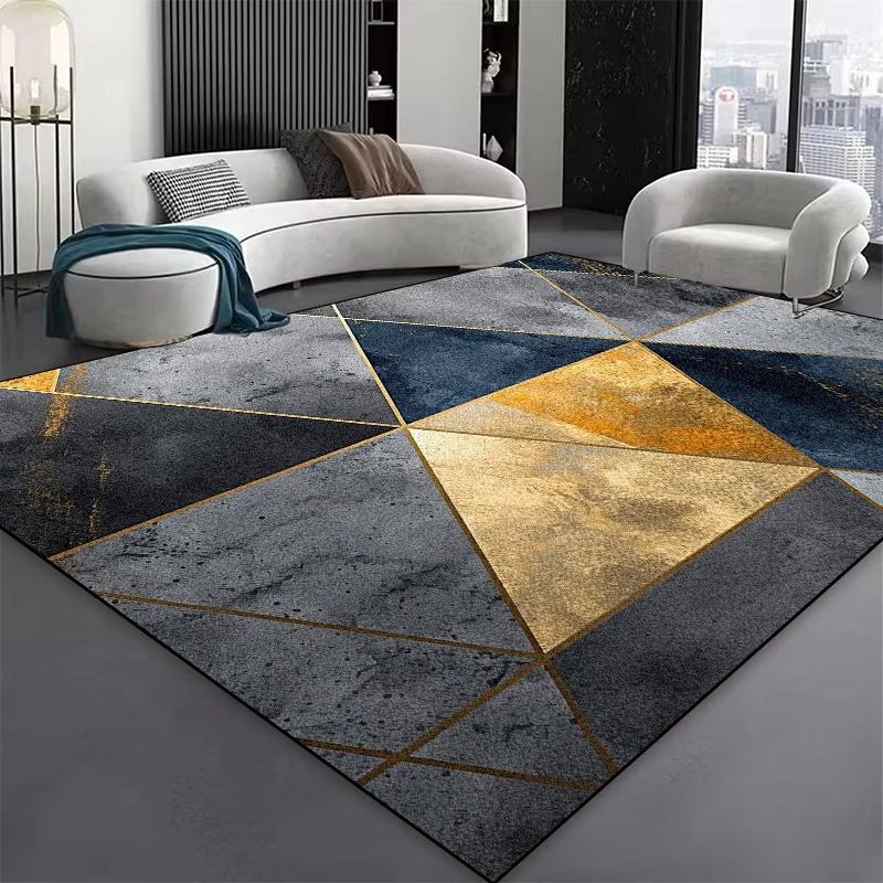 Modern Luxury Geometry Rugs for Living Room Decoration Home Large Size Carpets Non-slip Bedroom Study Mats Washable Lounge Rug
