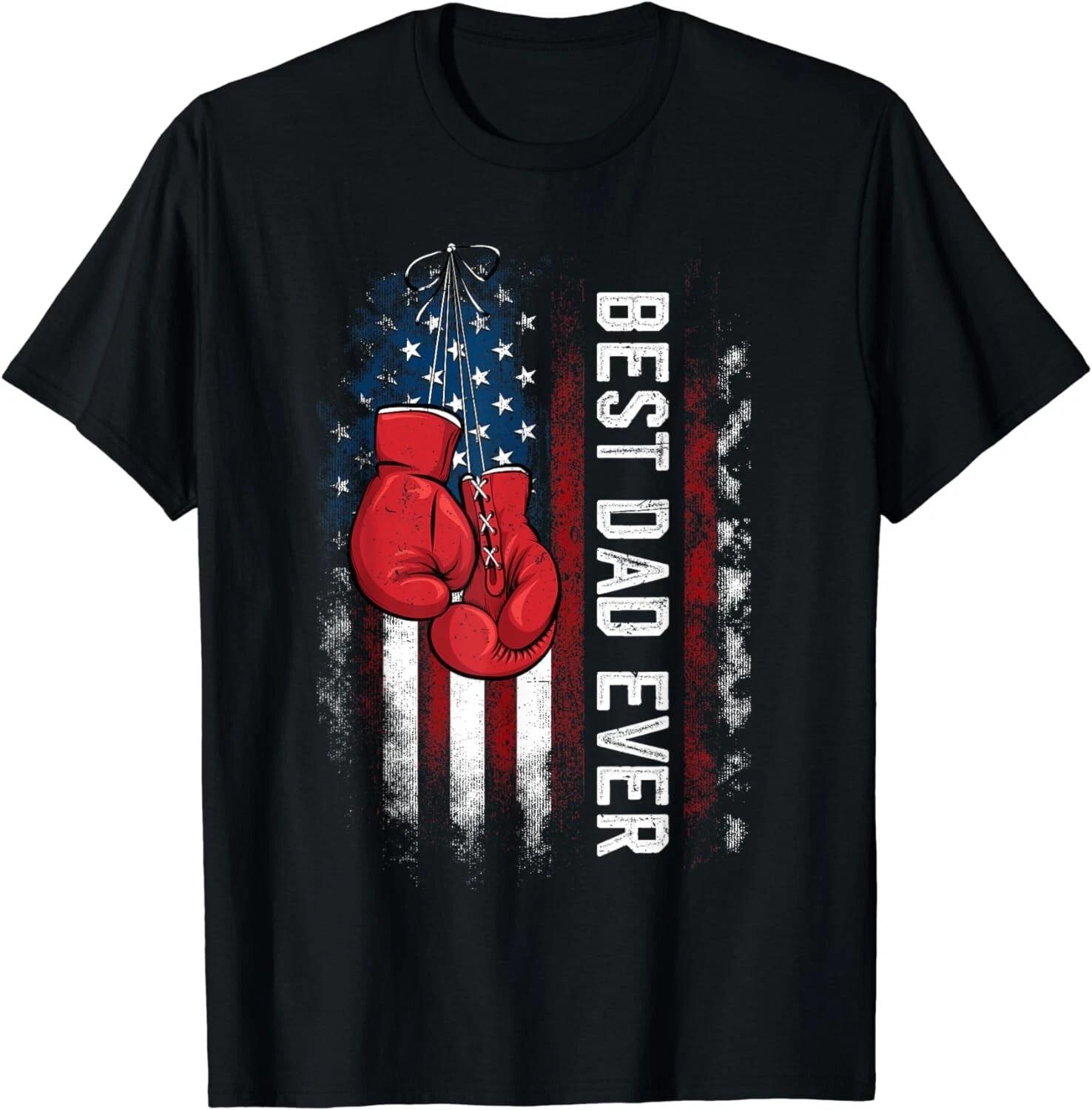 Best Dad Ever Boxing Gloves Fathers Day Boxers Flag USA Him Gift Unisex T-Shirt M