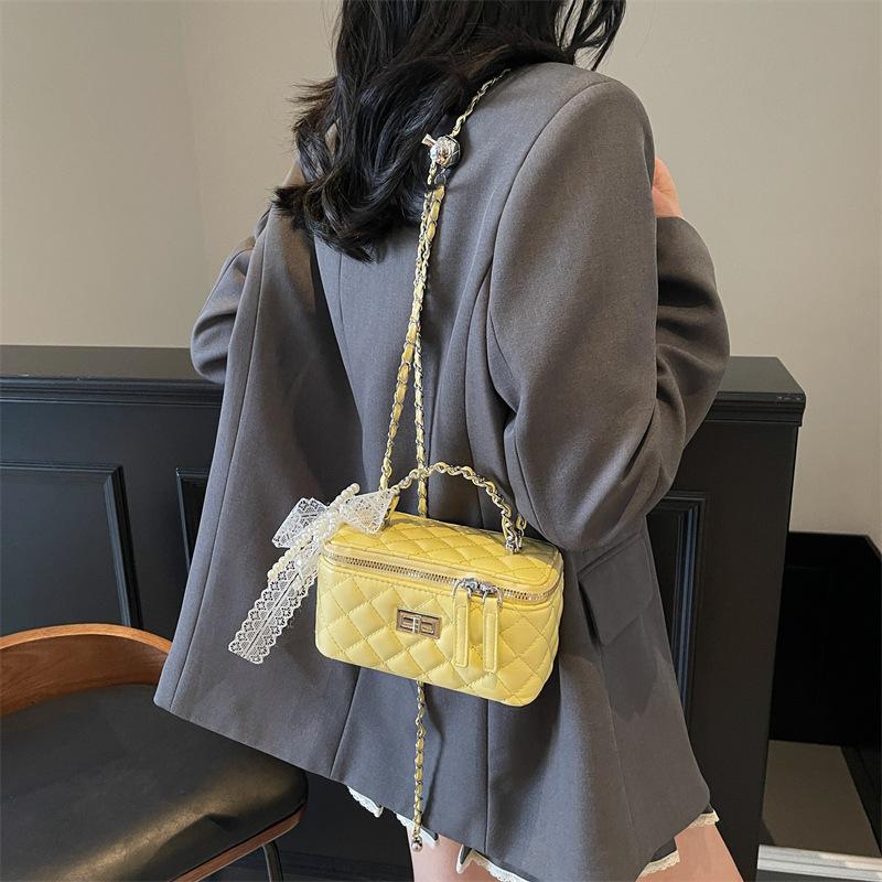 Raute Stickgarn Tasche Damen neue Sommer vielseitige Kette Umhängetasche modische tragbare Box kleine quadratische Tasche