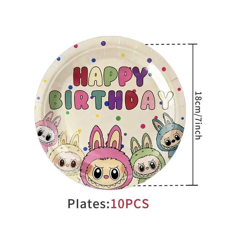 New super cute birthday tableware party theme disposable paper plate tissue paper cup tablecloth flag cross