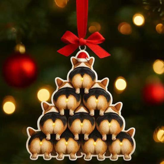 1/2/3/4Pcs Christmas Acrylic Bulldog Hanging Decoration Car Rearview Mirror Xmas Tree