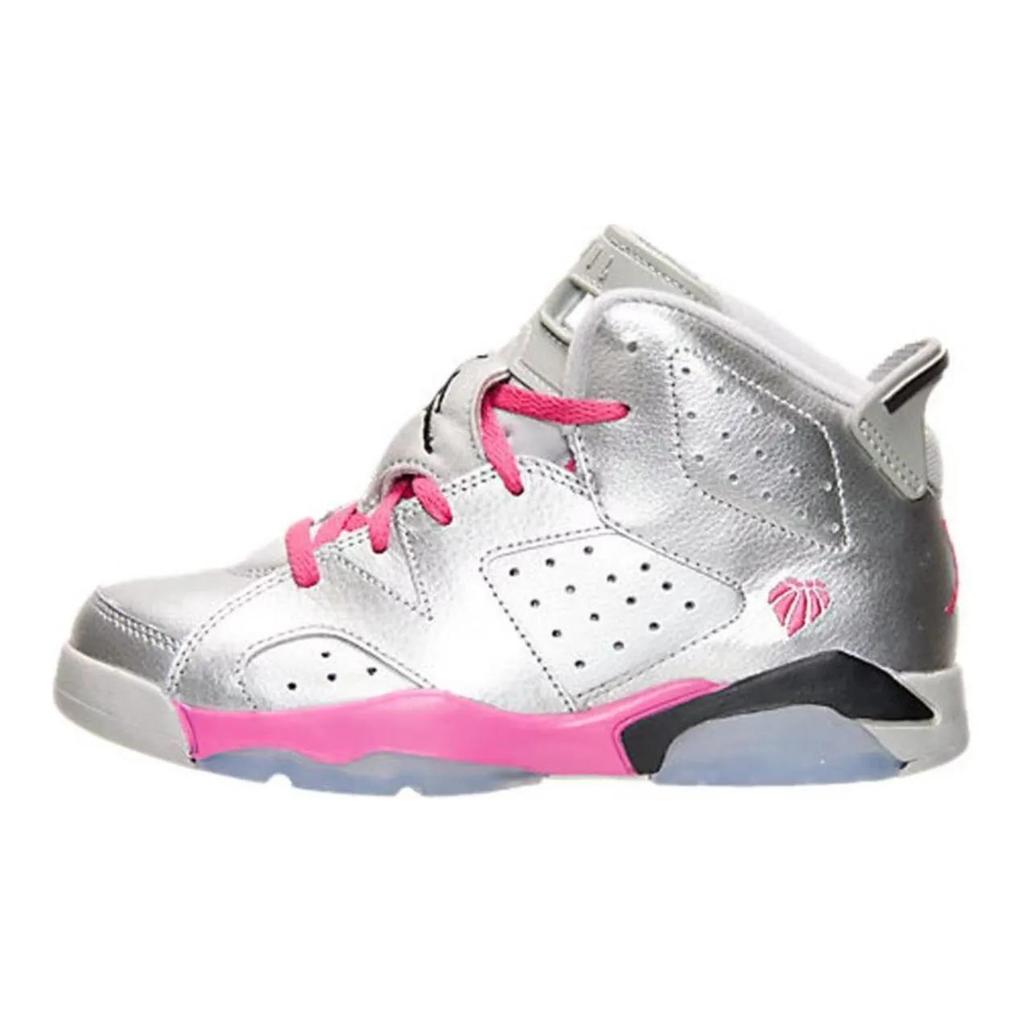 Air Jordan 6 Retro PreSchool 'Valentines Day' (Unisex) Metallic Silver / Vivid Pink / Black Kids' Basketball Shoes 543389 009