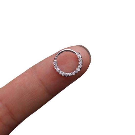 1 Stück Damen-Cubikzirkonia-Intarsien-Reifen-Nasenring, Huggie-Ohrring, Piercing-Schmuck