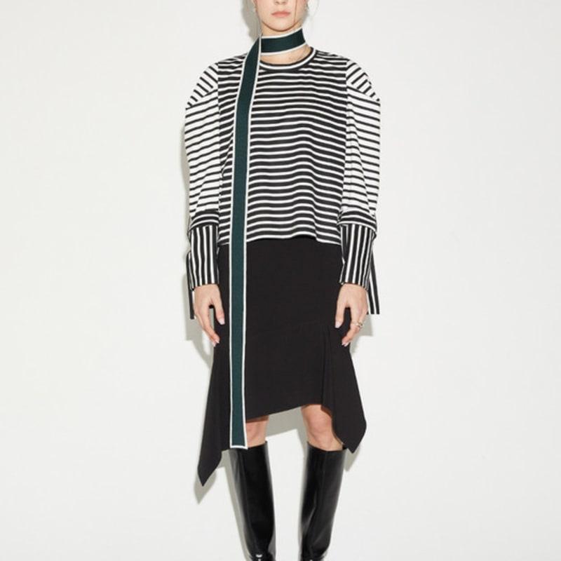 LE YIEL Color Block Knit Muffler_Green