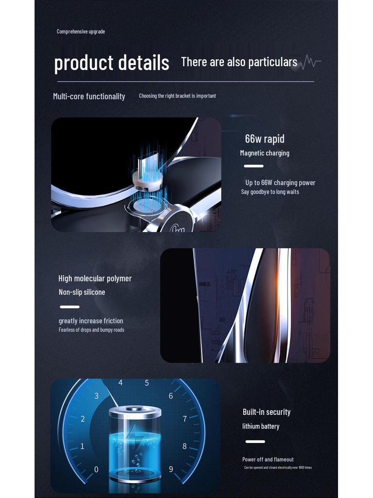 M4 Magic Clip 66W Fast Magnetic Wireless Charging Phone Holder for Car