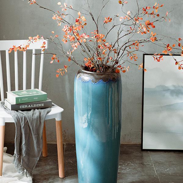 Große Jingdezhen Keramikvase für dekorative Blumenarrangements – Chinesischer Stil Bodenornament für Wohnzimmer oder Künstlerheimdekoration.