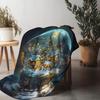 Tuniu Winter Christmas Scene Fleece Blanket Sofa Bed Room Decorative Throw Blanket