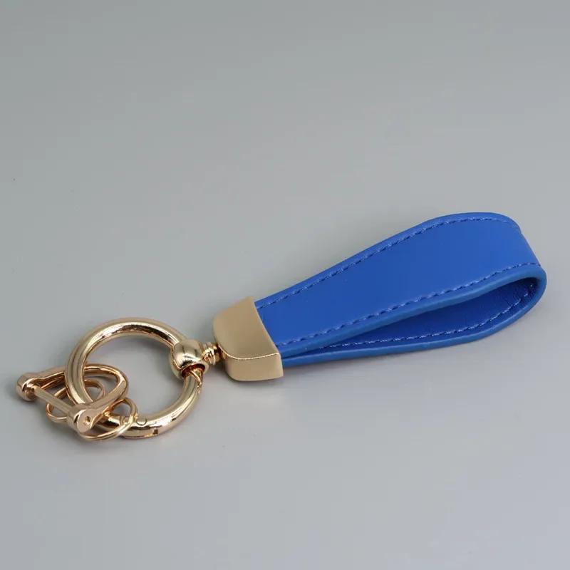 Custom LOGO Vintage PU Leather Keychain Laser Engrave Metal Car Keyring Personalize Texts Key Chains for Men and Women Gift