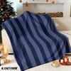 Navy Slate Blue Stripes Winter Summer Flannel Blanket Throw Fleece Soft Fuzzy Plush Cozy Fleece Blankets for Sofa Ideal Gifts
