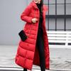 Women Fashion Long Sleeve Solid Color Hooded Long Down Cotton Jacket Coat