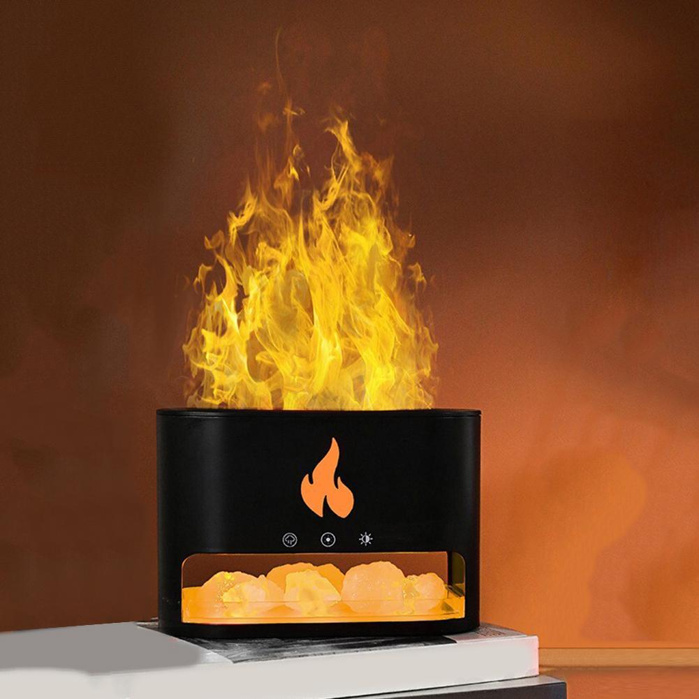 Realistic Flame Simulation Electric Humidifier with Cool Mist and Night Light for Improving Air In Multiple Spaces