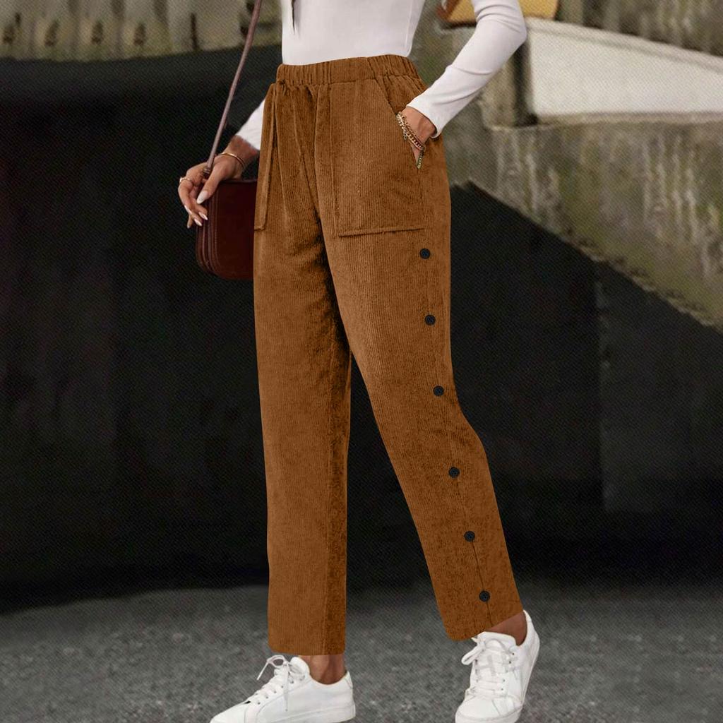 Damen Freizeitmode, Farbe Kordelzug Locker Gerade, Hosen mit Taschen