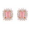 Estele Rose Gold Plated Mint Pink Stones Square Designer Stud Earrings For Women