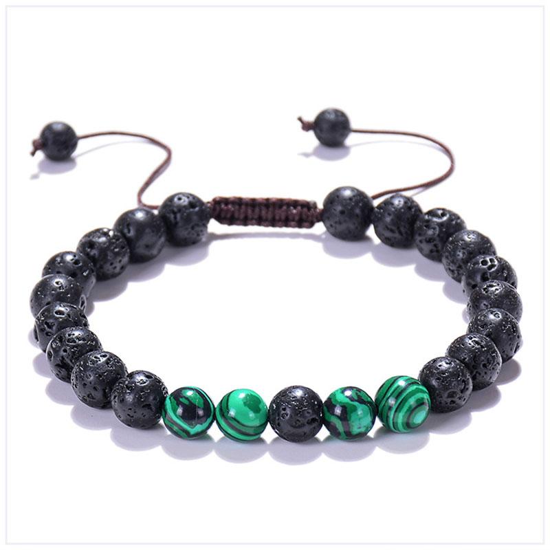 Black Lava Stone Crown Charm Tiger Eye Beads Bracelet For Men Women Braided Bracelets Handmade Adjustable  Pulseira