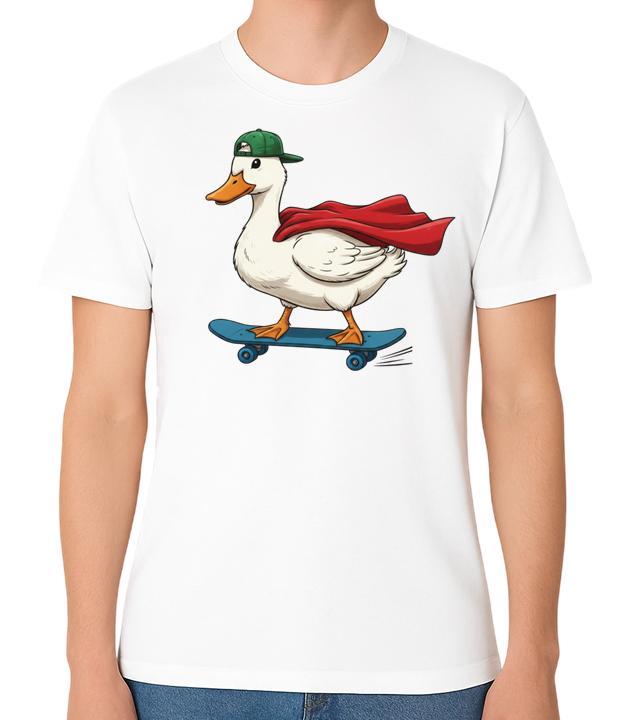 Skateboarding Duck Superhero Funny Unisex Graphic T-Shirt Cool Duck Tee XXXL