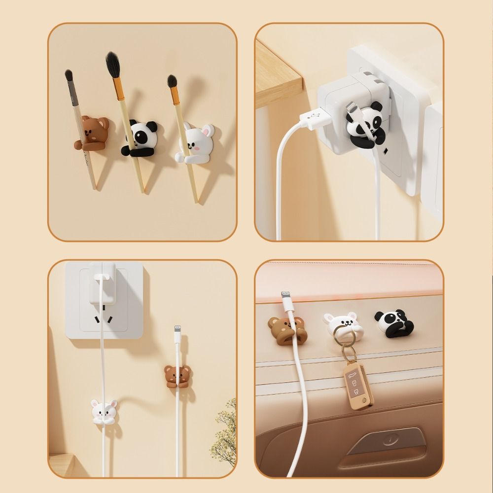 Cute Animal Design Cable Clip Self-Adhesive Cord Winder Clip Strong Adhesive Cable Holder  USB