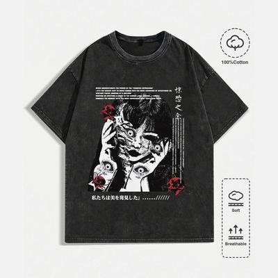Men's Graphic Tees Shirt Unisex Cotton Oversized T-Shirt Short Sleeve Vintage Streetwear Casual Tee Top
