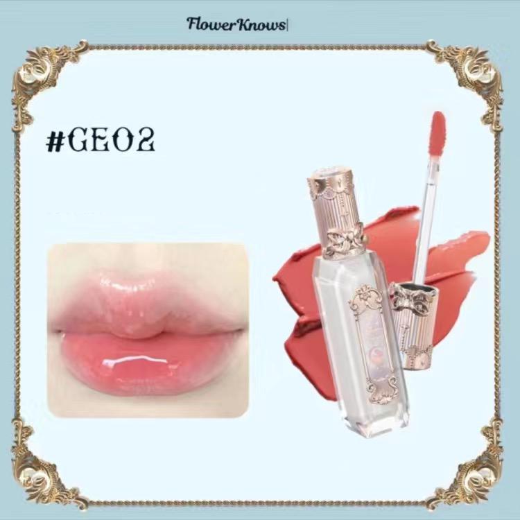 Flower Knows Mermaid da Lua Gloss Labial Transparente Coleção Brilho Labial Pedra Preciosa Hidratante Espelho Lábios Preenchedor Gloss Maquiagem 3.5ML
