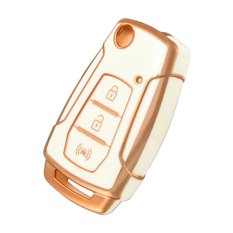 

TPU Car Flip Key Case Cover Shell For SsangYong Kyron 2 Sanka Actyon Korando Tivoli 2020 Musso Korea Car Key Fob Bag Accessories біле золото кольору