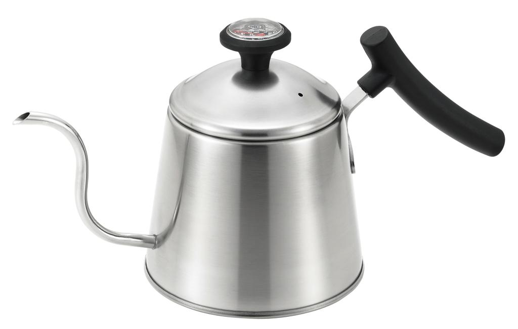 Pearl Metal 1.1L Stainless Steel Drip Pot Kettle with Thermometer, Satin Finish, AZ-7150