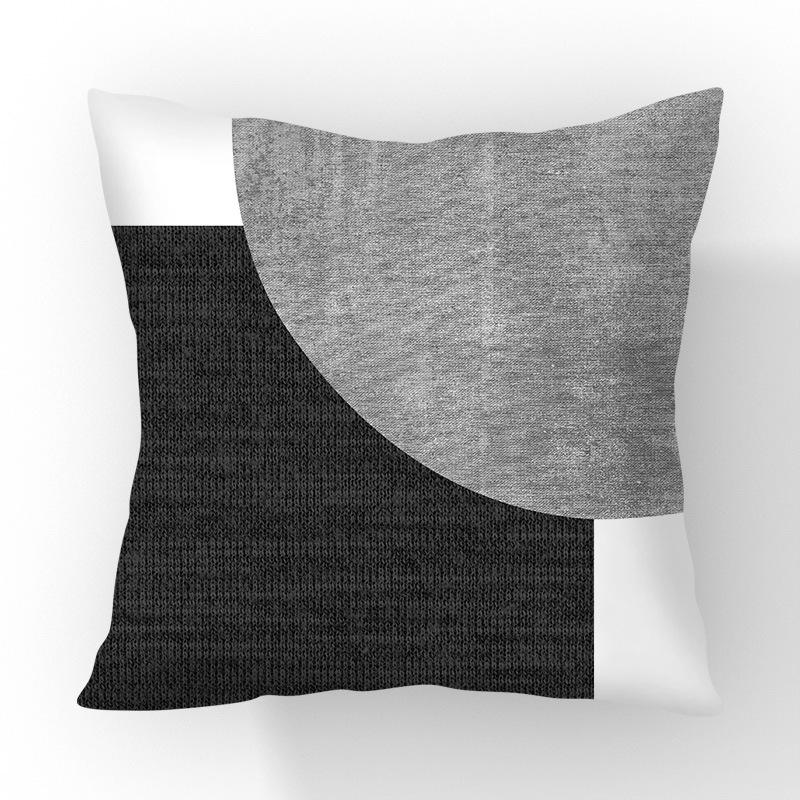 New Contrasting Color Pillow Geometric Pattern Stitching Black Pillow Case Living Room Sofa Cushion Car Pillow Case