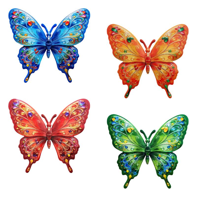 Vibrant Metal Butterfly Outdoor Wall Art 1/4Pcs Rustproof Decor for Garden Patio