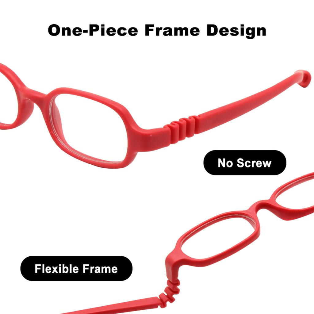 Baby Girls Boys Optical Glasses with Strap Size 39 Flexible Frame No Screw One-piece Band Cord Retainer