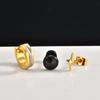 3pcs Black Stainless Steel Stud Earrings for Men,Anti Allergy Blue Crystal Zircon Stud Earrings,Piercing Earring Jewelry Set