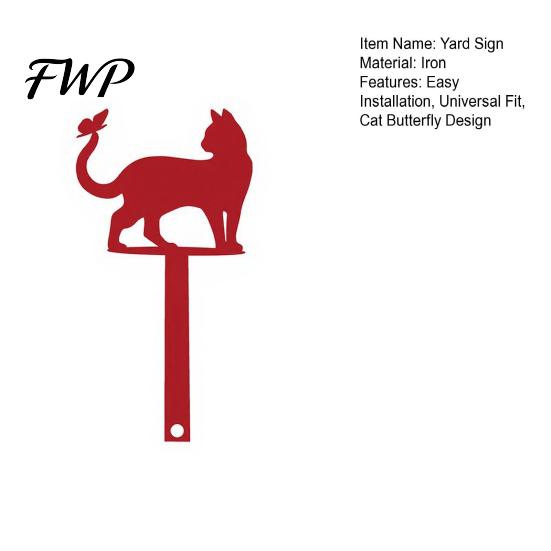 Mailbox Mounting Sign Yard Iron Signage with Fixed Holes, Metal Cat Butterfly Decoration, Decoration Outdoor for Wood Leather Mailboxes