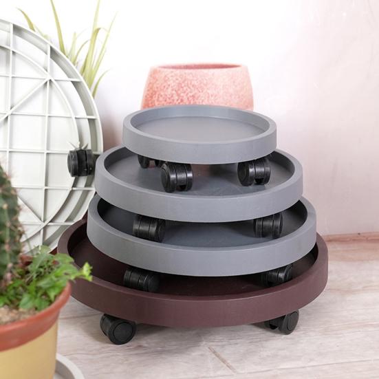 Wheeled Plant Caddy Round Plant Pot Pallet with 4 Wheels Mobile Flowerpot Stand Flower Pot Mover Planter Caddy for Indoor Outdoor Use
