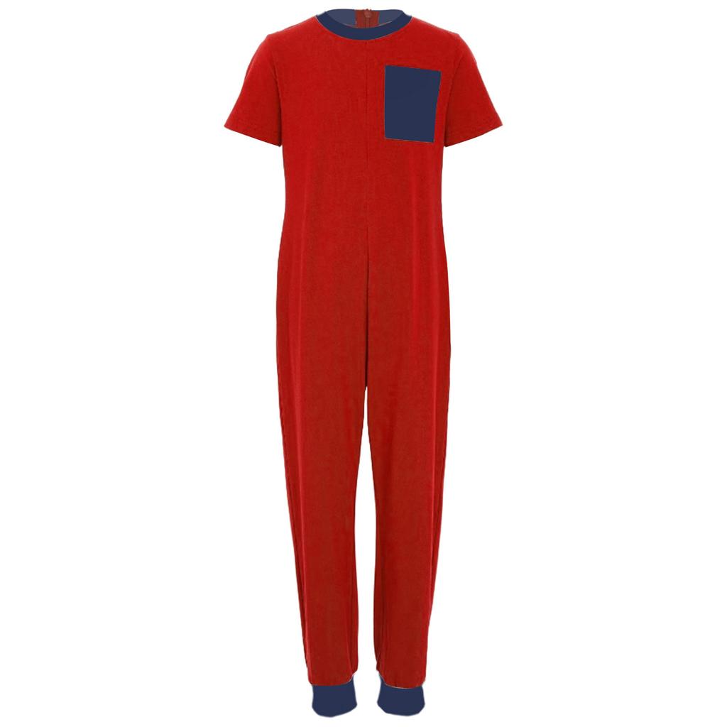 Unisex Kids Adaptive Clothing Round Neck Short Sleeve Jumpsuit Back Invisible Zipper Contrast Color Romper