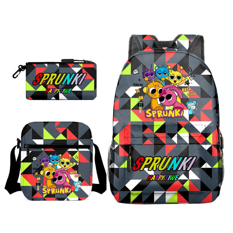 Boys Backpack Rhythm Box Treasure Children's School Bag Anime Satchel Pencil Bag Oxford Cloth Elementary School Student D