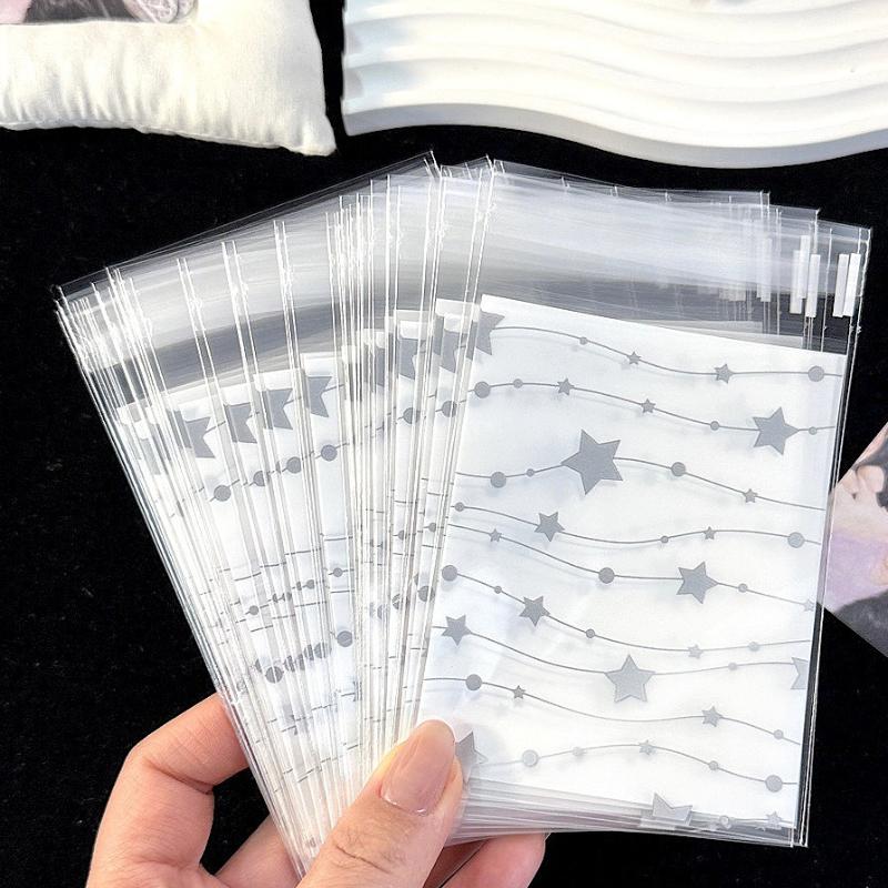 50Pcs Opp Plastic Bag Self Adhesive Transparent Plastic Bags Beads Jewelry Storage Packaging Gift Bag Small Card Holder