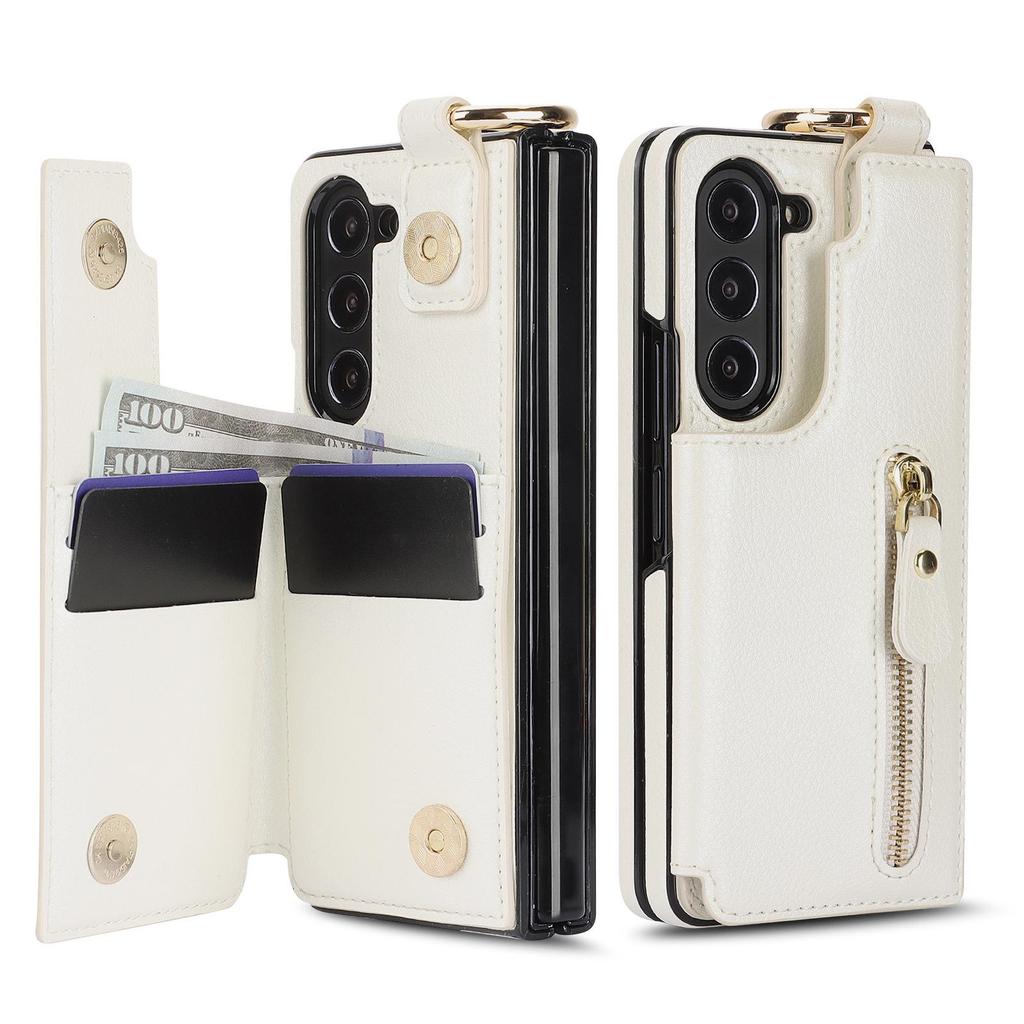 Samsung Z Fold7/Fold6 Zipper Leather Phone Case with Ring Wallet