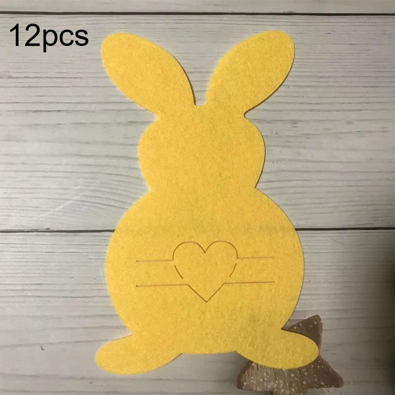 12pcs Rabbit Shaped Cutlery Set Felt Egg Table Decoration Easter Knife and Fork Bag Cutlery Bag Easter Decoration