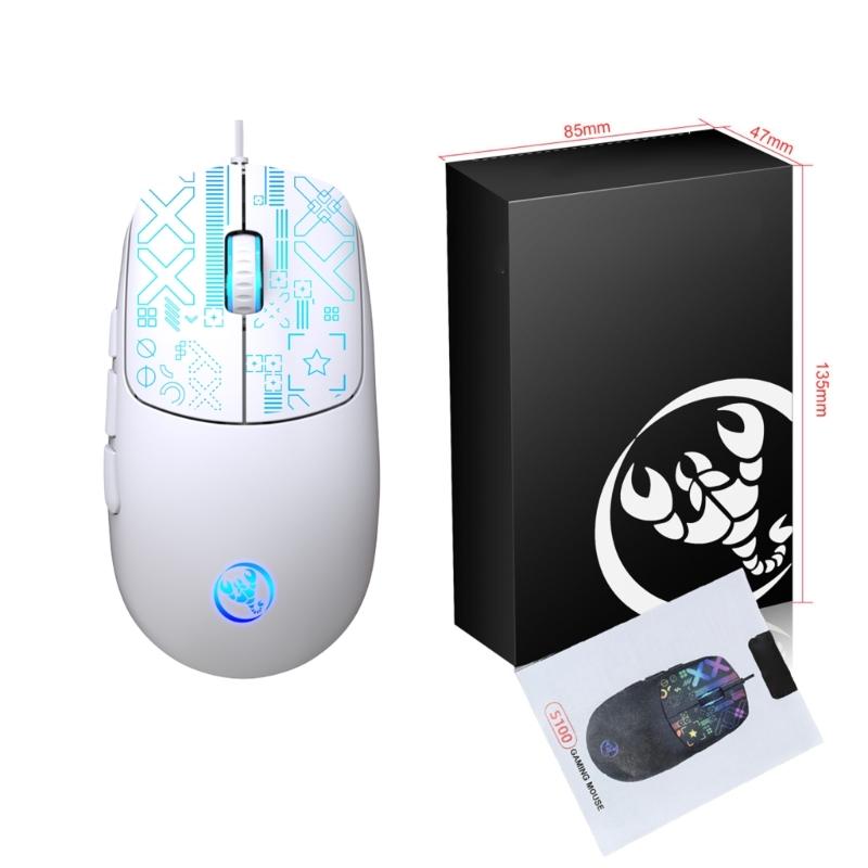 6 Button RGBs Illuminates Corded Mouse 3600DPI Precisions Tracking For Gaming Office Use With AntiSlip Scroll Wheel