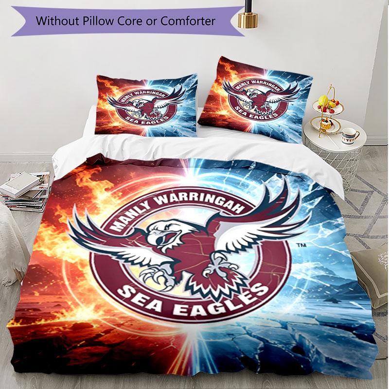 3pcs Duvet Cover Set (1*Duvet Cover + 2*Pillowcase, Without Core), Manly Warringah Sea Eagles Print Soft All‑Season Bedding Set, Home Bedroom Decor Gi
