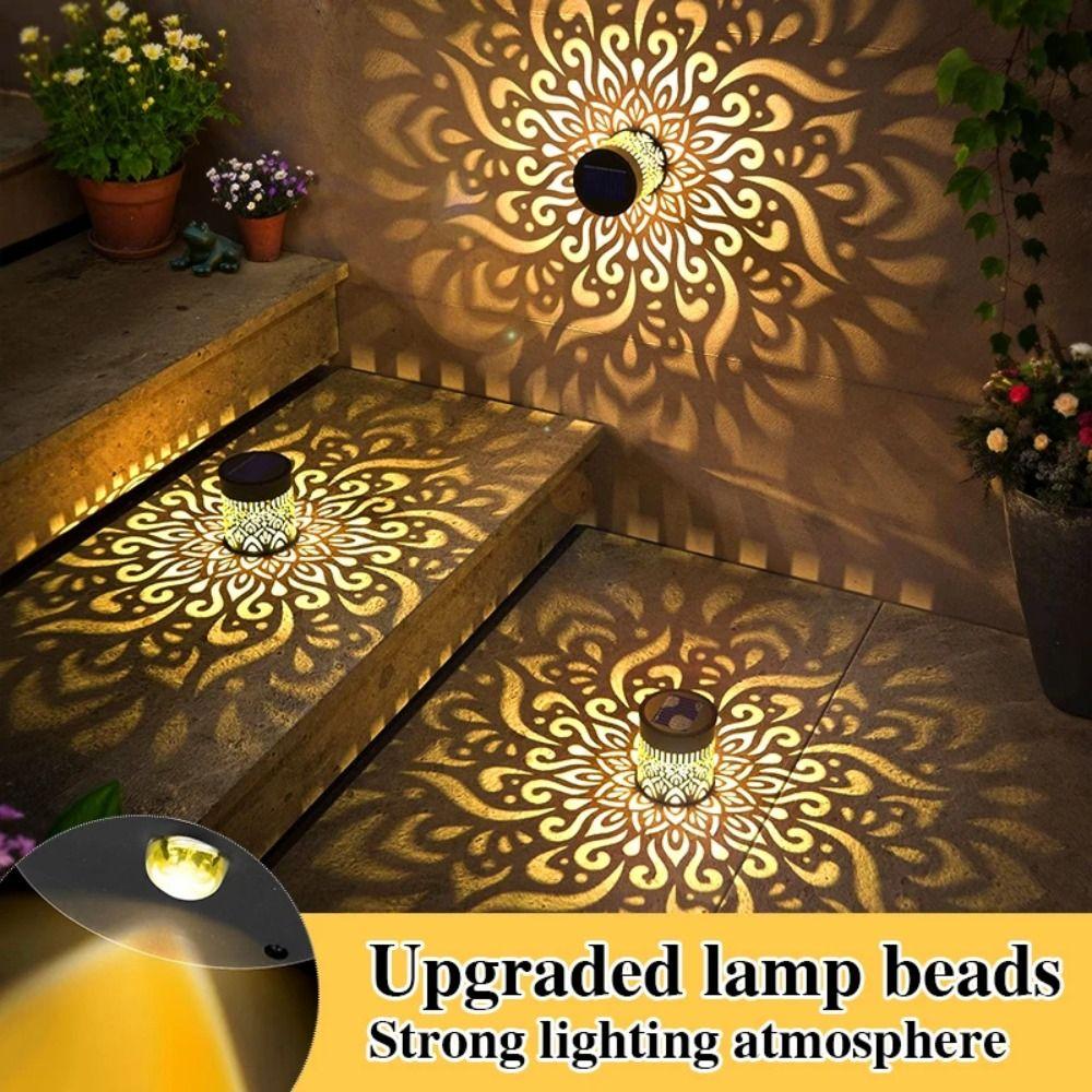 Iron Light Solar Wall Lamp Flower Design Outdoor Garden Light Solar Wall Light  Stairs Post
