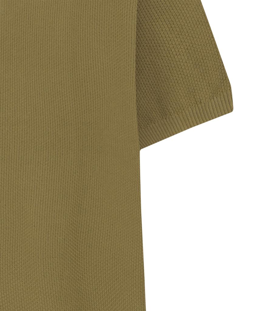 IRONYPORNO WHITELINE 86-Iro355 Basic One-Button Round Short Sleeve Knit Khaki Brown