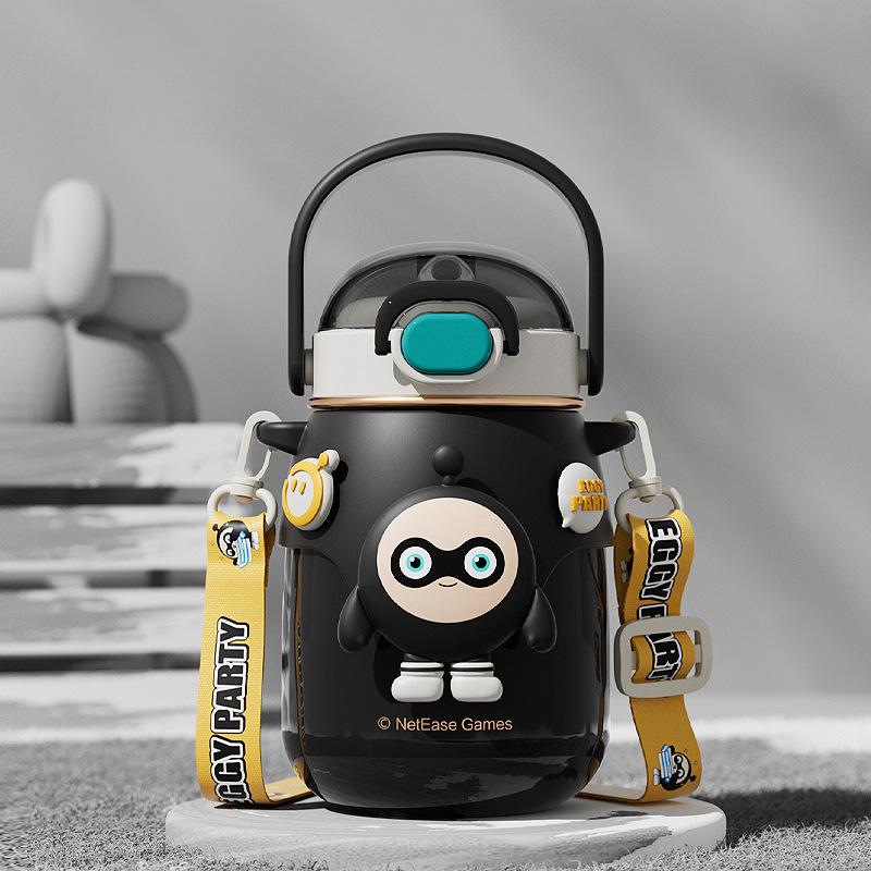 

Детская чашка для воды Egg Party для девочек, термос с высоким внешним видом и трубочкой из нержавеющей стали, портативная, большой емкости 700ml