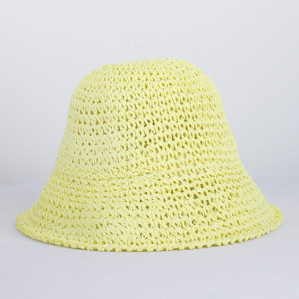Womens Straw Sun Hat Woven Bucket Hat Fishing Hat Beach Hat Foldable Cap Solid Color Straw Beach Hat Summer