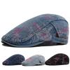 Fashion Print Washed Cotton Denim Beret for Women Spring/Summer Casual Forward-Flap Sun Hat