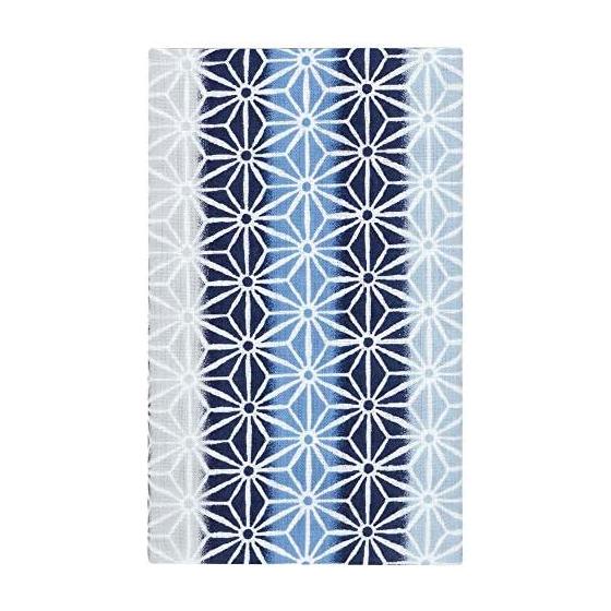 Hamamonyo Tenugui Hand Towel - Asanoha Stripe, Navy - 100% Cotton, 34cm x 90cm