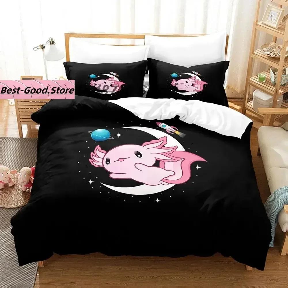 

Comforter New Animal Axolotl Bedding Set Single Twin Full Queen King Size Bed Set Aldult Kid Bedroom s Cartoon Bed Comforter (quilt)-EU Single(135*200cm)3pcs