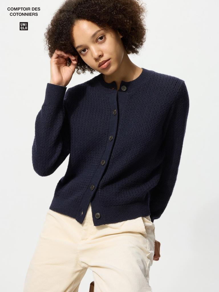Uniqlo Wool Blend Crew Neck Cardigan