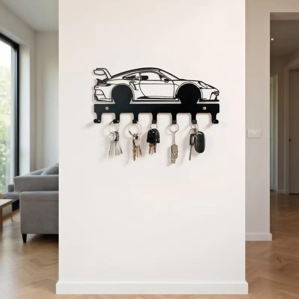 Functional Black Automotive Key Hooks Wall Mounting Easy Installation Car Key Holder Metal Metal Car Key Hooks Home Organization