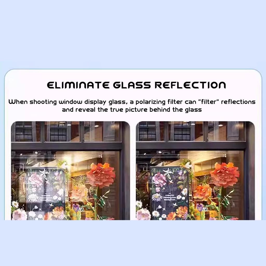 52mm Clip-On Circular Polarizer CPL Lens Filter for Mobile Phone Camera Compatible with Various Smartphones and Compact Devices