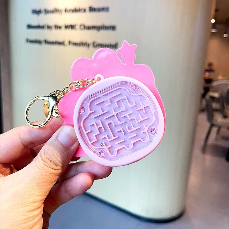 Rainbow Bunny Pink Calculator Keychain Soft Rubber Adorable Keyring For Girls Teens And